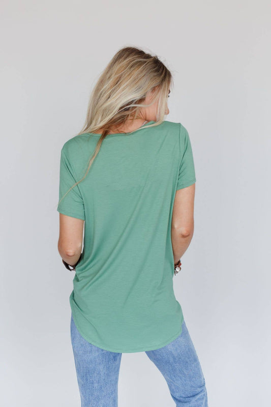 Scoop Neck Bralette Tee - Sage: Sage