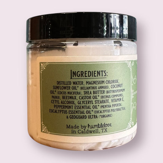 Magnesium Cream - Peppermint + Eucalyptus 4 oz