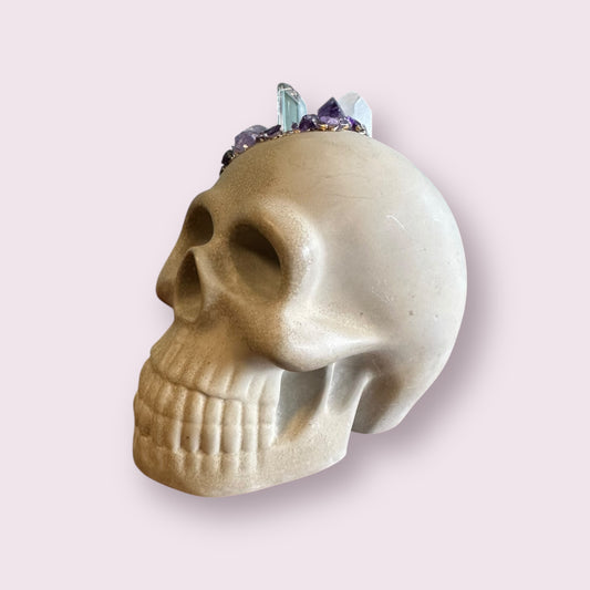 Large Amethyst Skull Head, Natural Crystal Scull