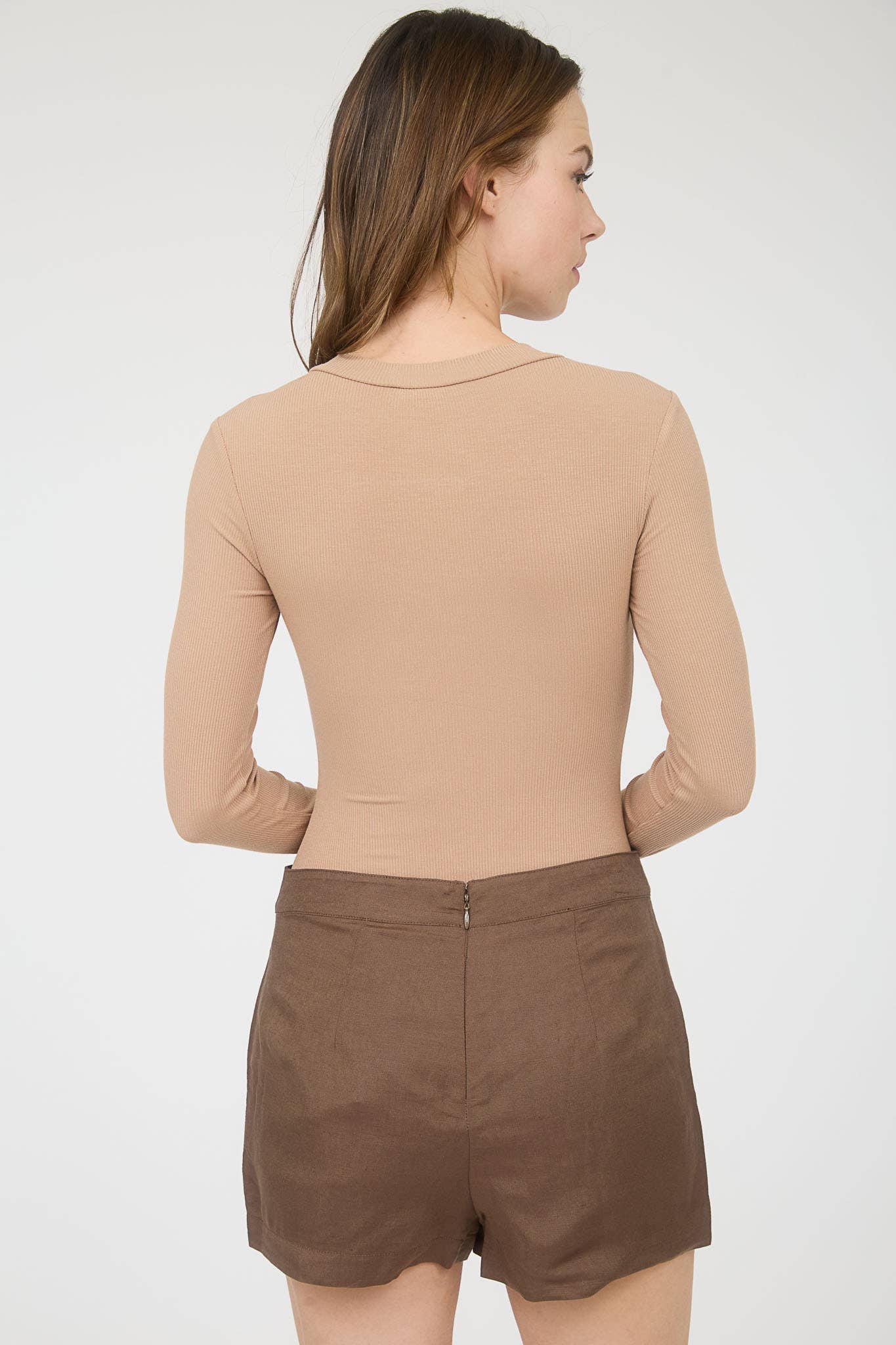 ROUND NECK LONG SLEEVE SWEATER KNIT BODYSUIT: OXBLOOD