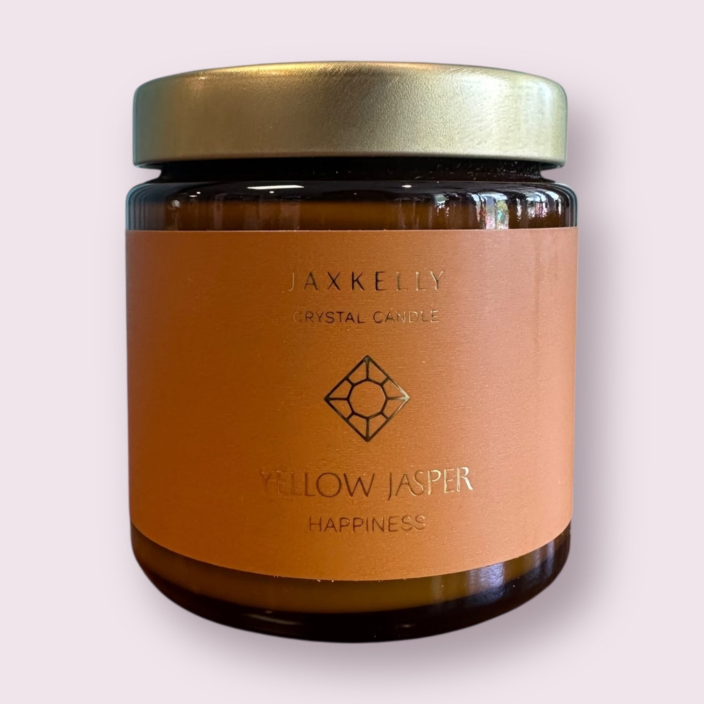 4oz Amber Crystal Candles - Yellow Jasper - Happiness