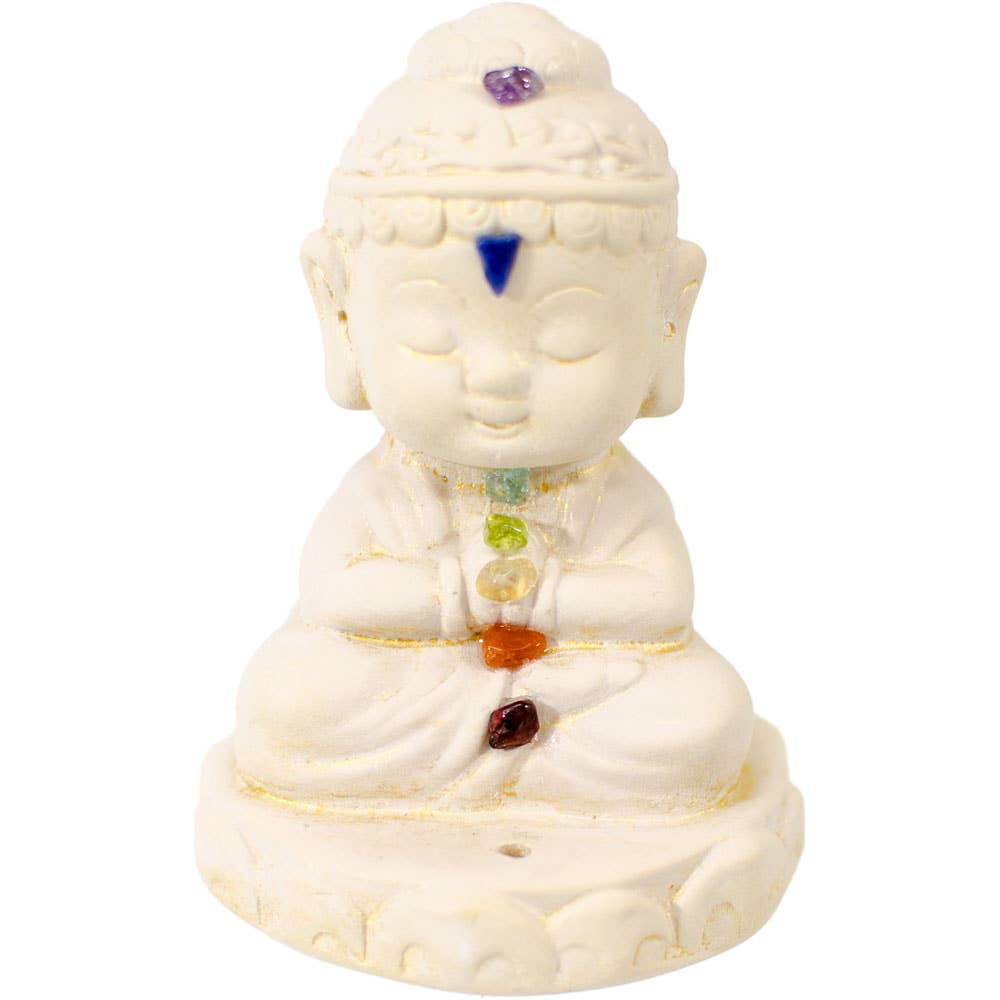 Gypsum Cement Statue Incense Holder - Chakra Buddha 3.5 Inch