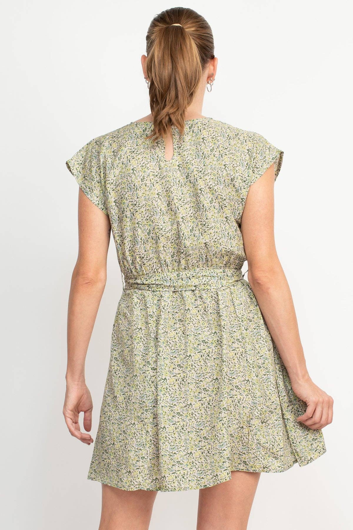 V Neck Babydoll Dress: Sage