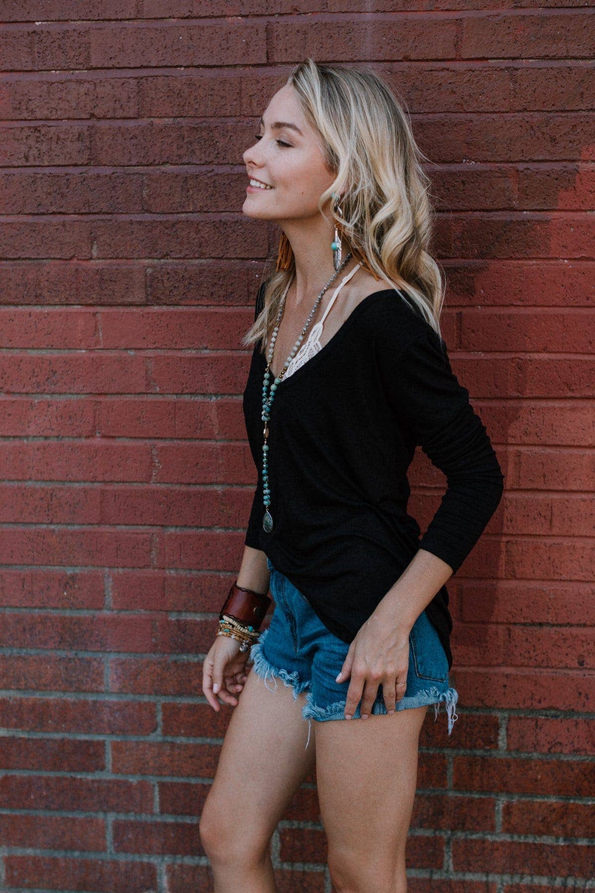 Ryder Long Sleeve Bralette Tee - Black