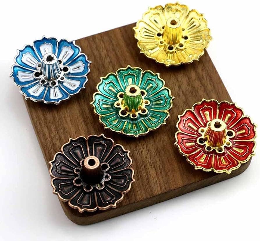 Random Color Enamel Lotus Incense Holder – Mini & Decorative