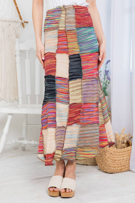 Patched Maxi Skirt