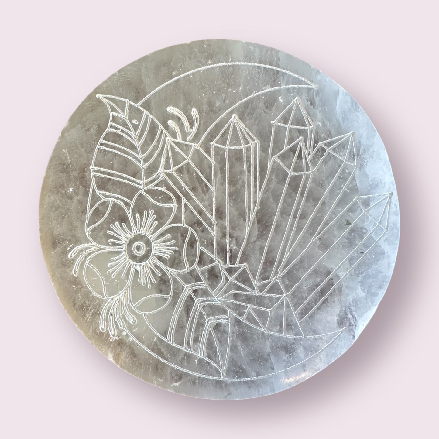 Crystal Moon Selenite Round Plate
