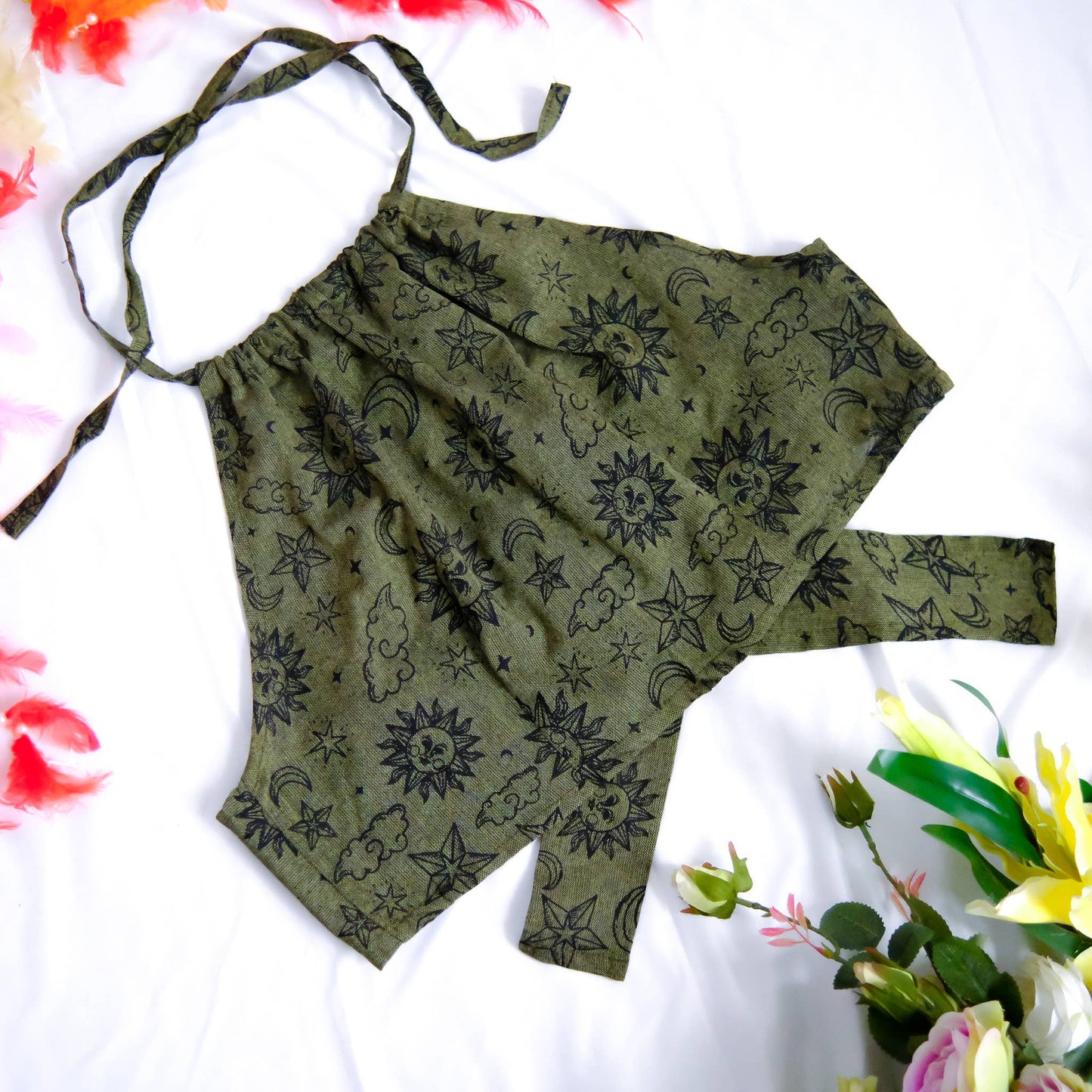 Green Celestial Cotton Halter Top