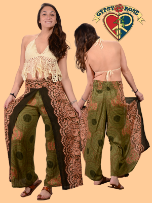 Feeling Groovy Flow Rider Rayon Print Faux Wrap Pants