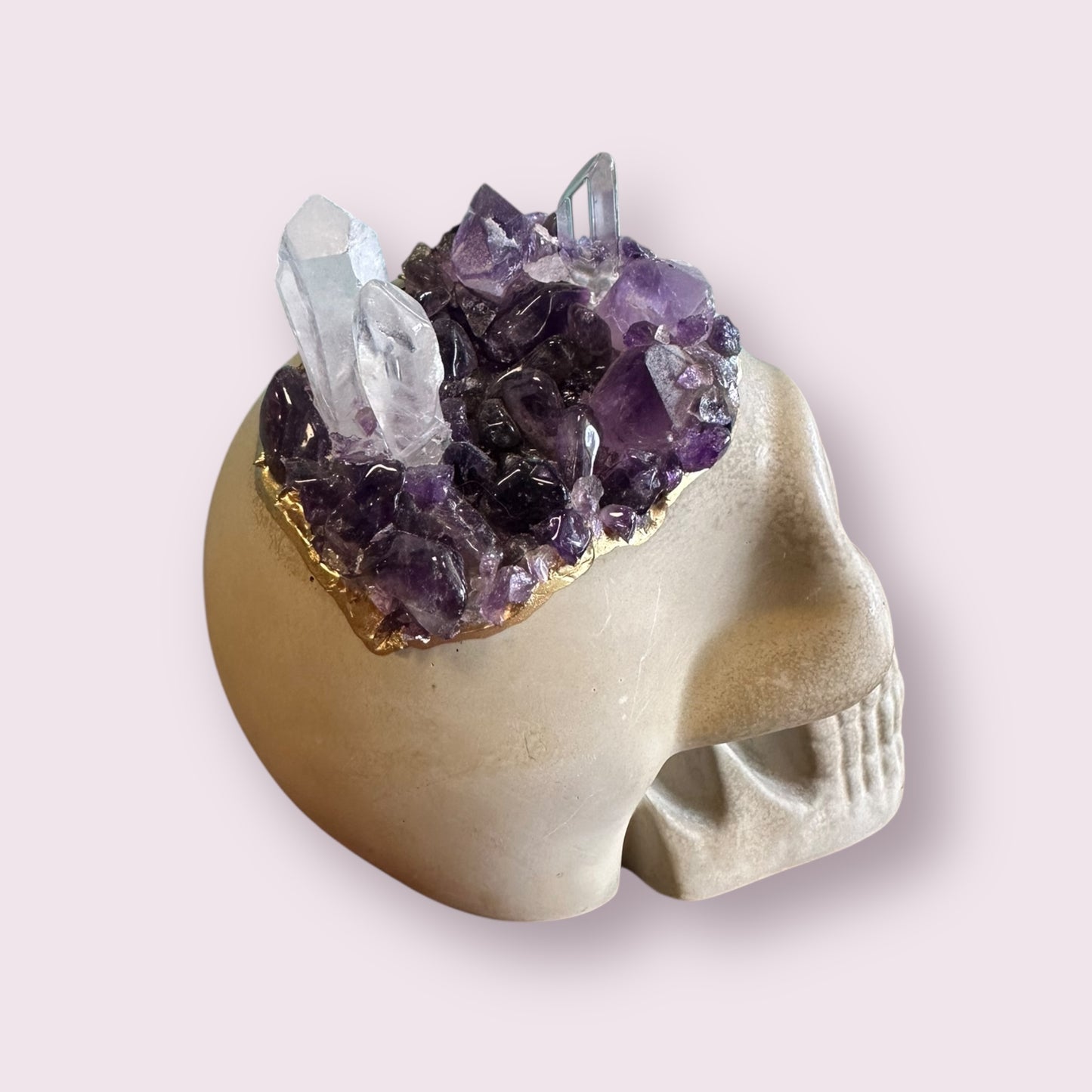 Large Amethyst Skull Head, Natural Crystal Scull
