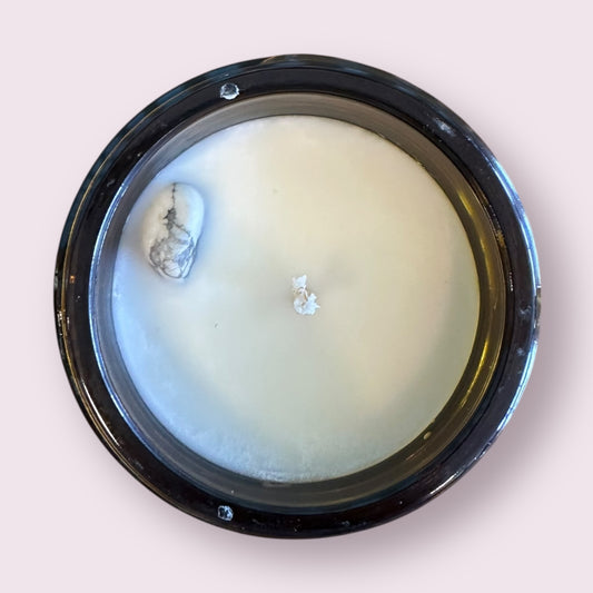 4oz Amber Crystal Candles - White Howlite  - Mindfulness
