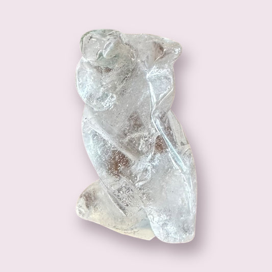 Clear Quartz Carved Owl