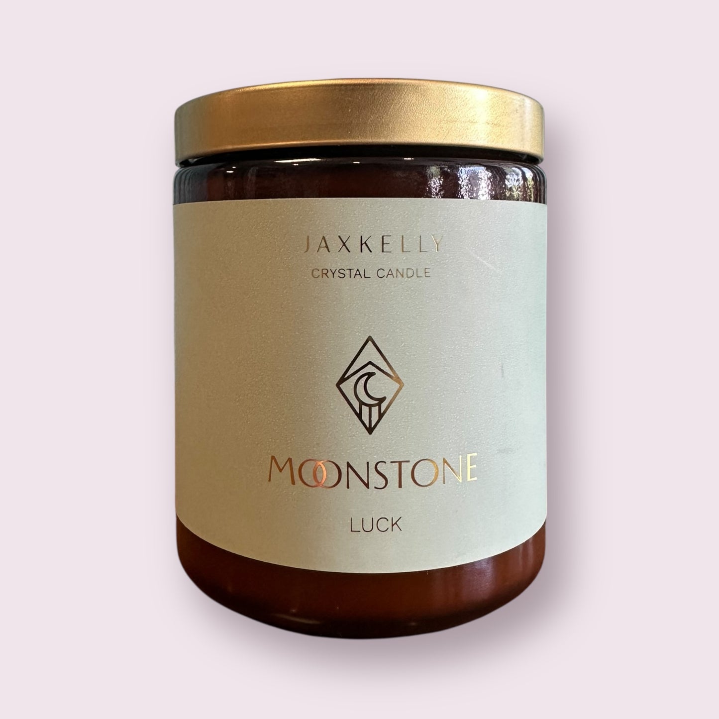 9oz Amber Crystal Candles - Moonstone Good Luck