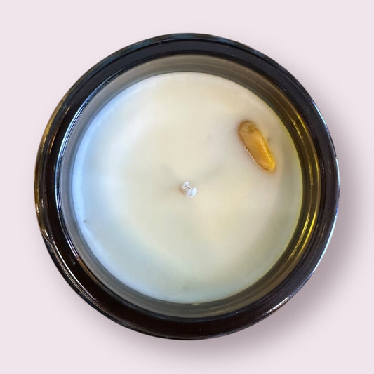 4oz Amber Crystal Candles - Yellow Jasper  - Happiness