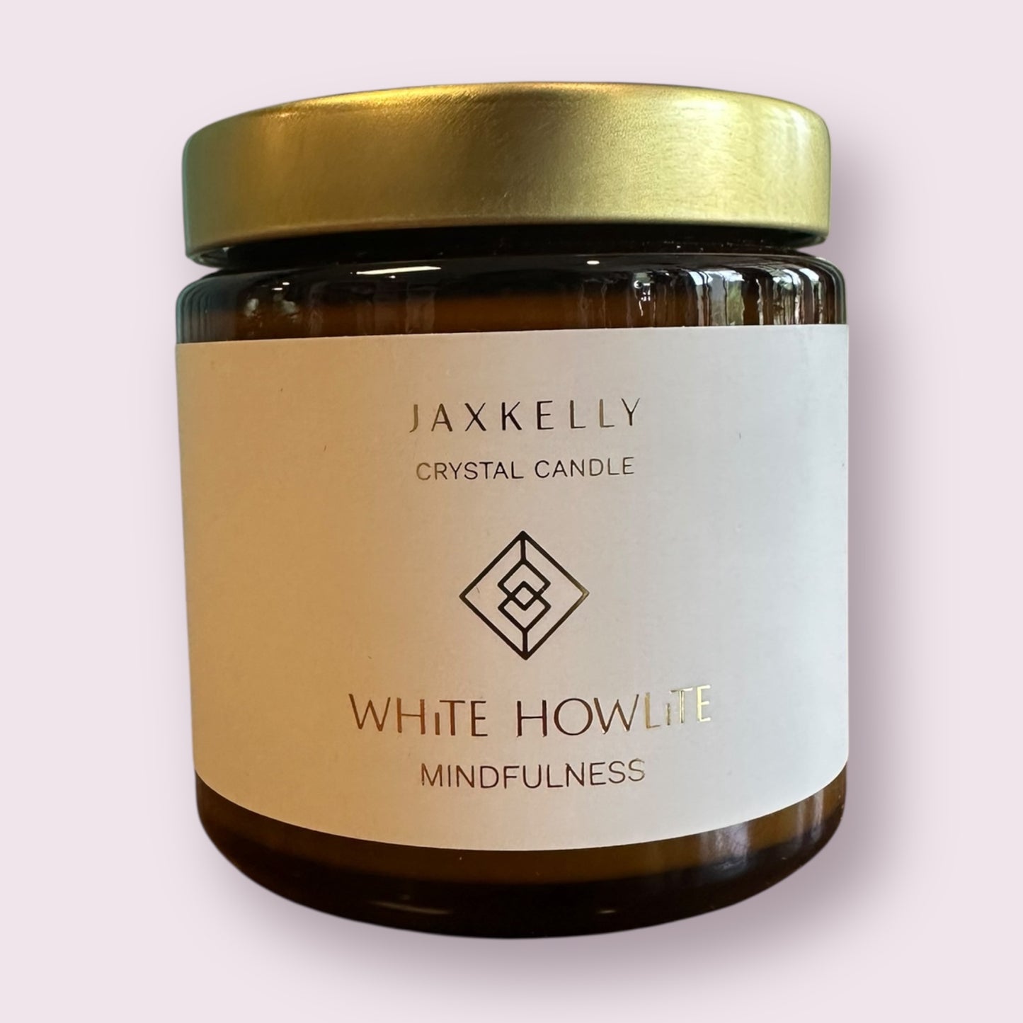 4oz Amber Crystal Candles - White Howlite - Mindfulness