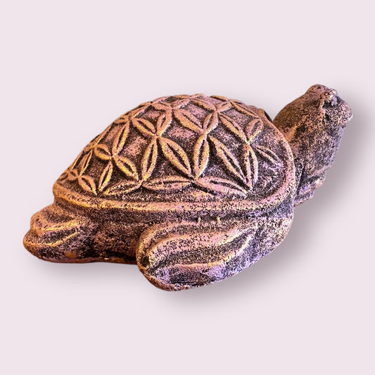 Flower of Life Turtle Volcanic Stone Statue Incense Holder