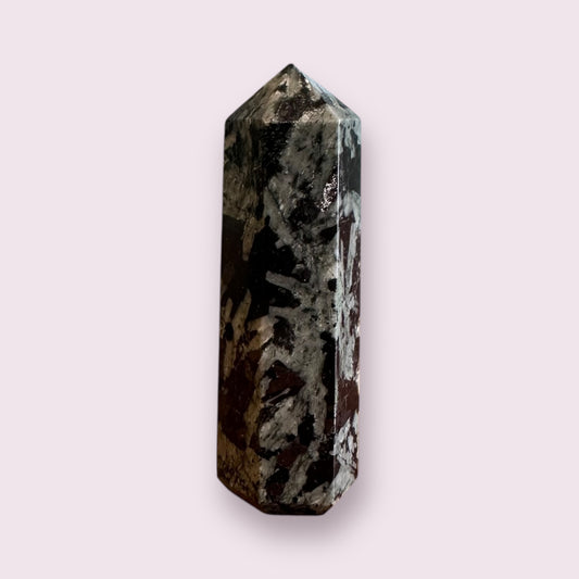 Green Flower Tourmaline Tapered Obelisk Standing Point