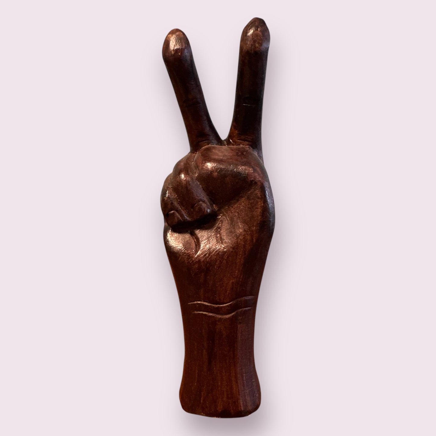 Don't Stop Believing Petite Hand Carved Wooden Peace Hand