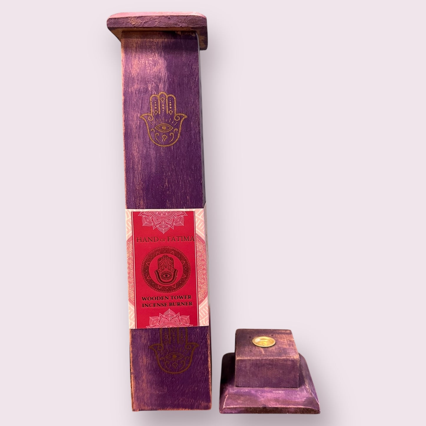 Purple Hand of Fatima Tower Incense Burner
