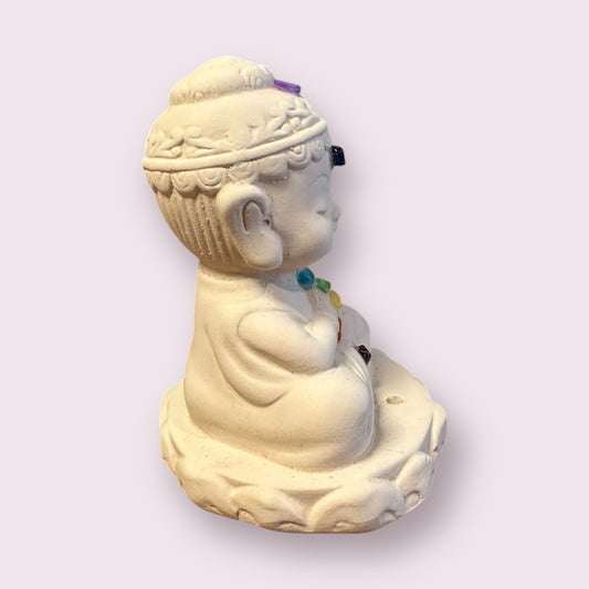 Gypsum Cement Statue Incense Holder - Chakra Buddha 3.5 Inch