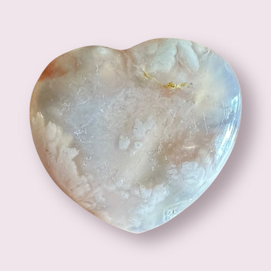 Flower Agate Quartz Heart Crystals