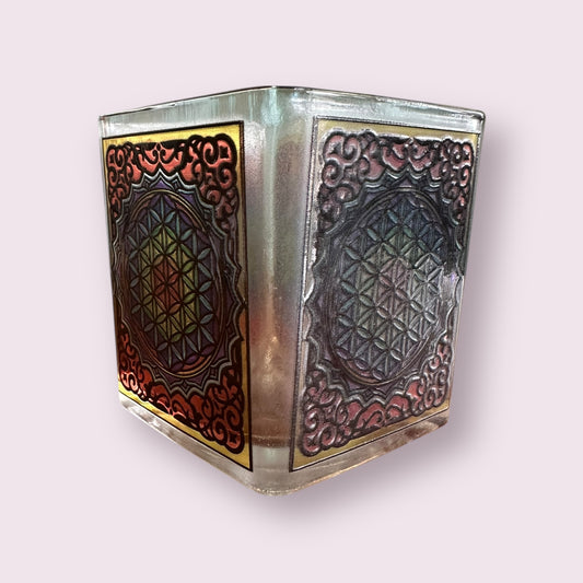 Flower of Life Square Votive Holder