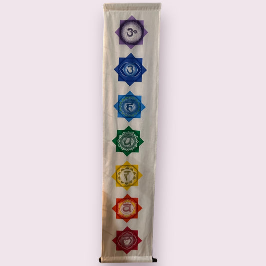 Cotton Color Print Banner Chakras White