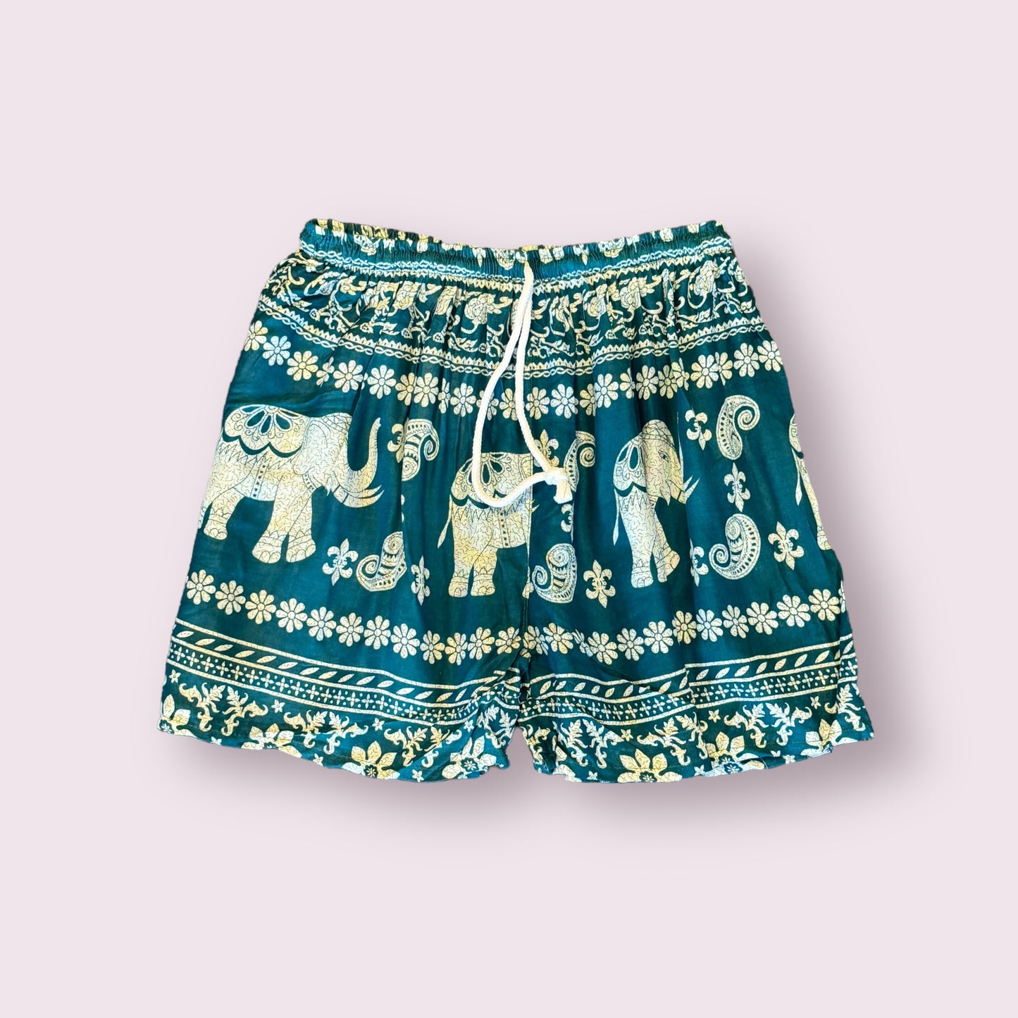 Boho Elephant Print Shorts: Assorted Colors
