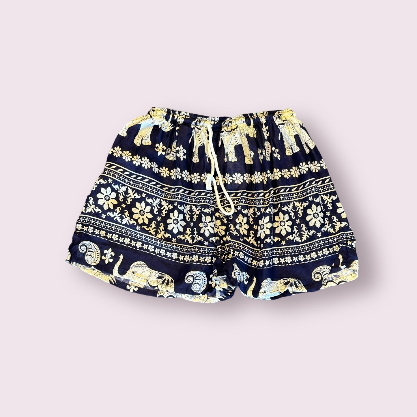 Boho Elephant Print Shorts: Assorted Colors