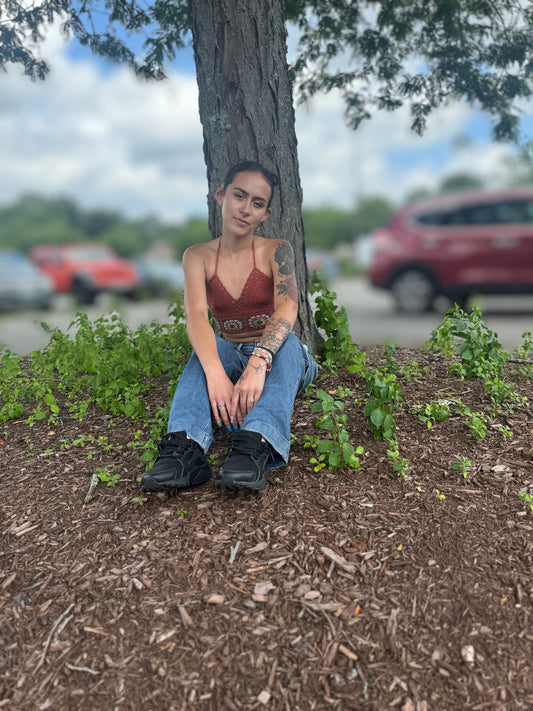 Granny Square Crochet Top: Clay