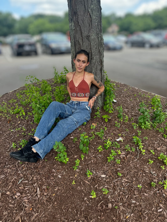 Granny Square Crochet Top: Clay