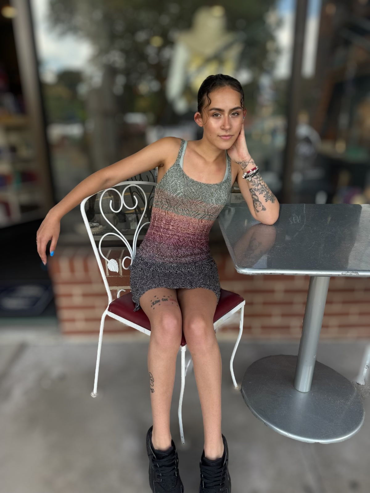 Gradient Knit Mini Dress: Forest