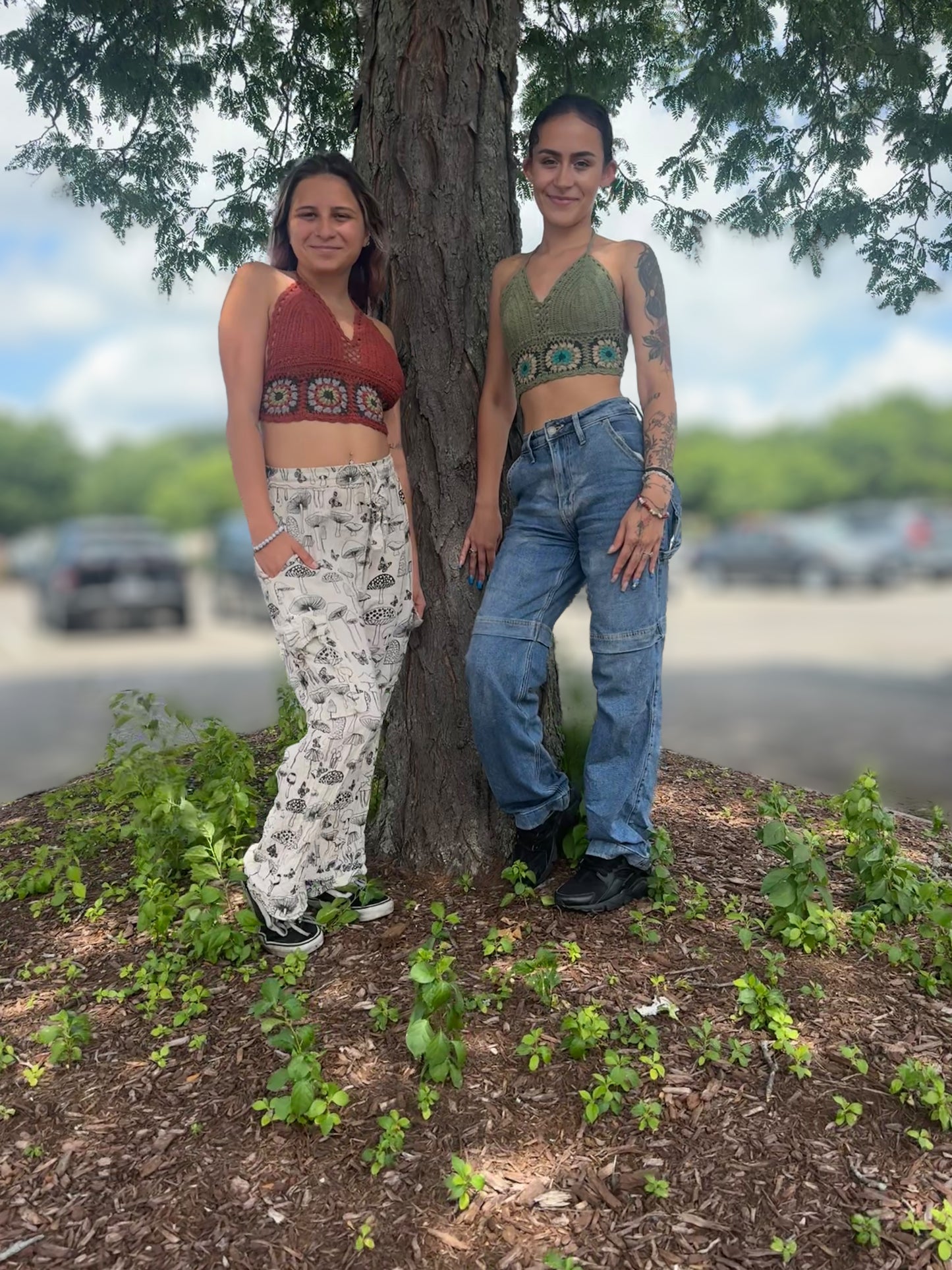 Granny Square Crochet Top: Olive
