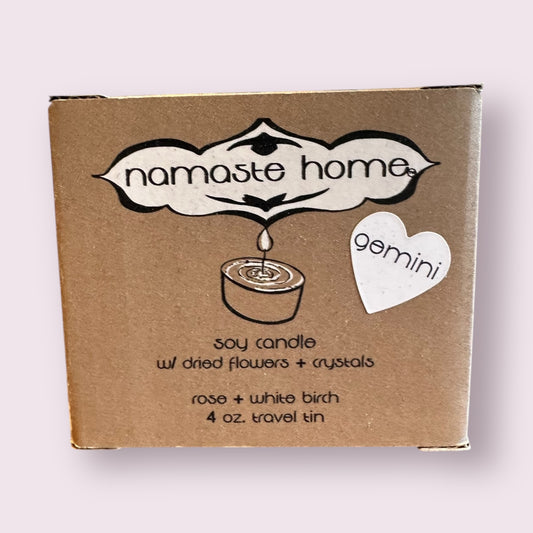 Gemini Crystal Candle, Zodiac Candle w/ Gemstones + Herbs