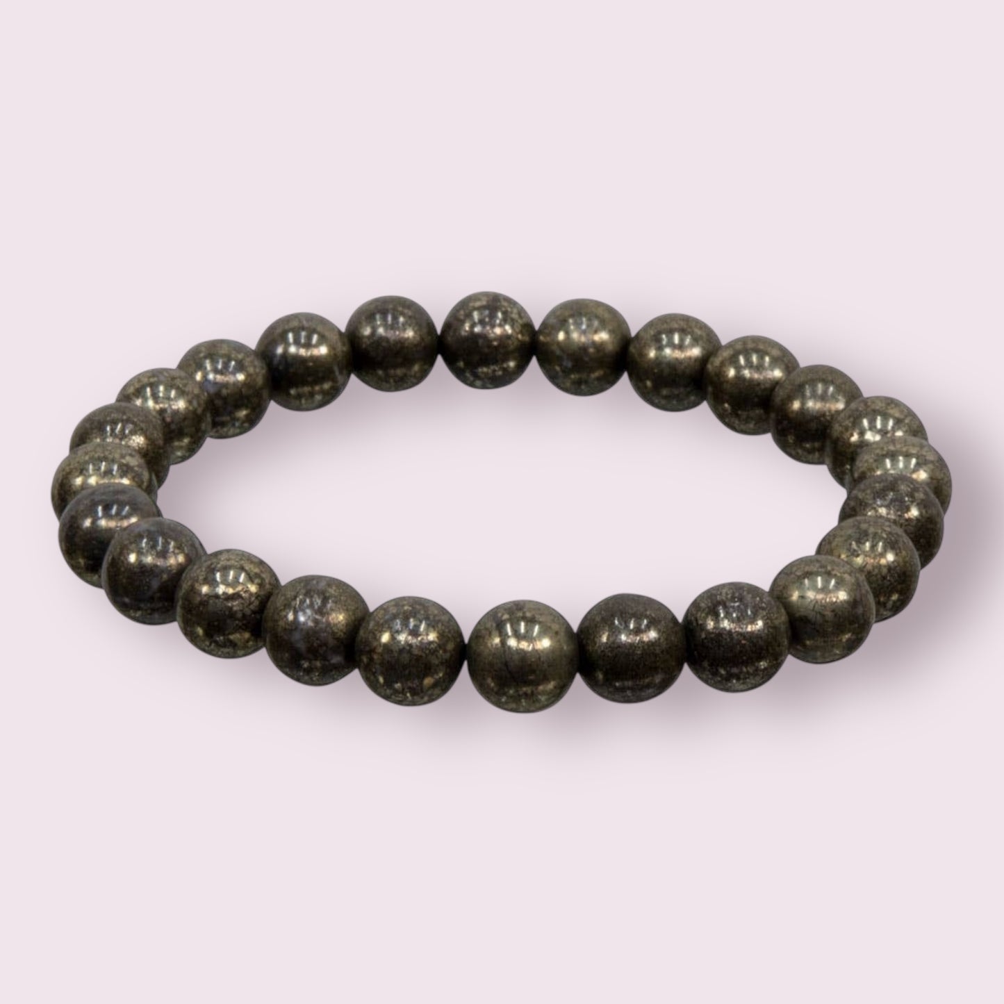 Elastic Bracelet 8mm Round Beads - Pyrite
