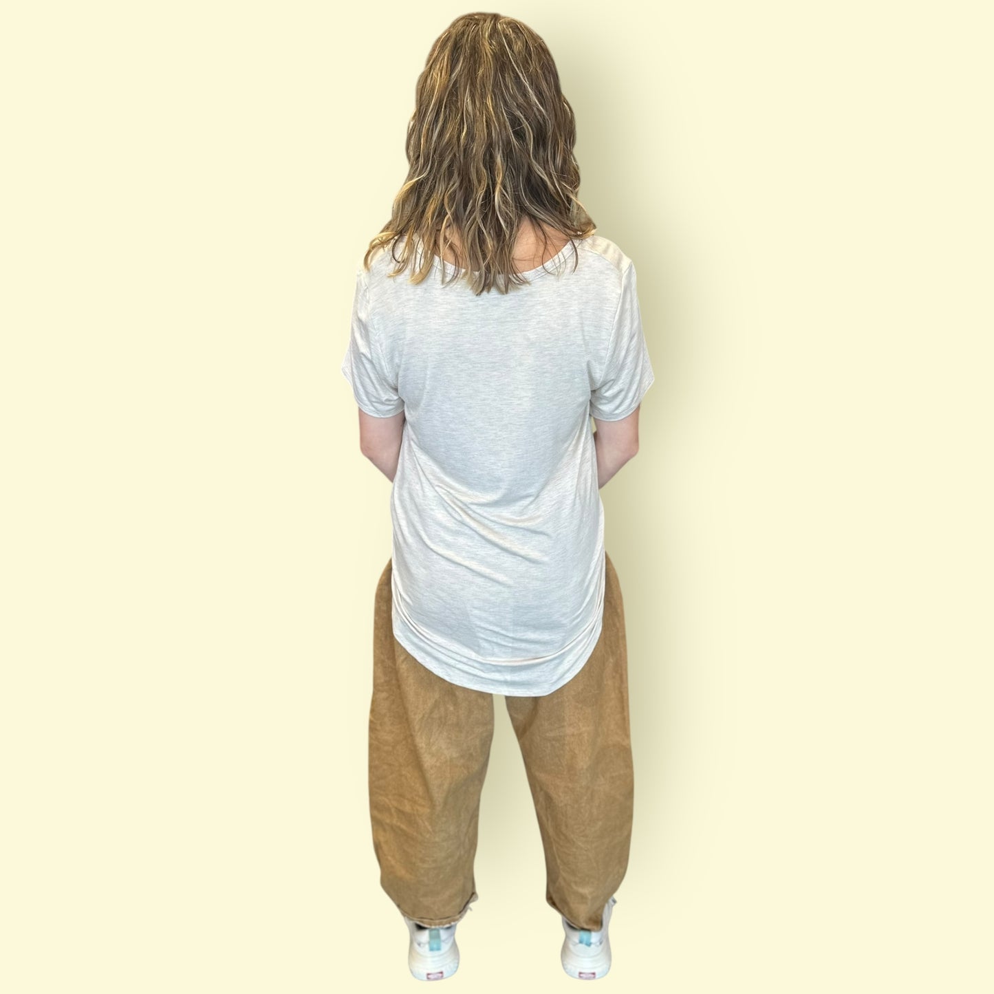 Scoop Neck Bralette Tee - Heather Oatmeal