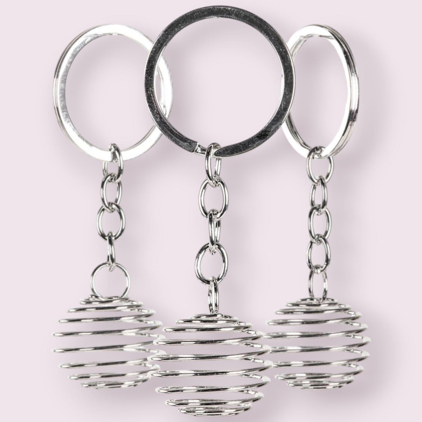 1 INCH LARGE SPRING PENDULUM KEYCHAINS: Silver