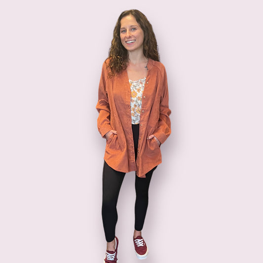 Pockets Corduroy Top - Terracotta