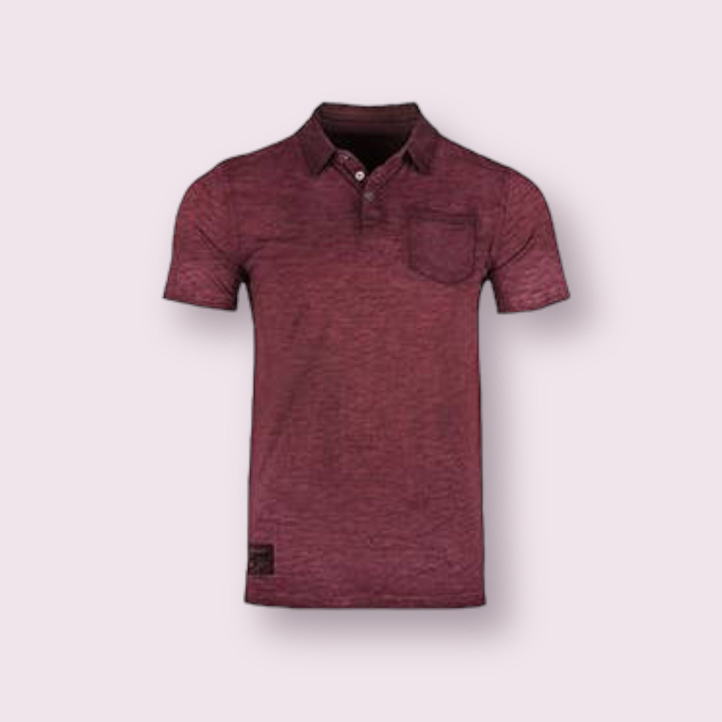 Short Sleeve Vintage Garment Oil Wash Pocket Polo Shirts Maroon
