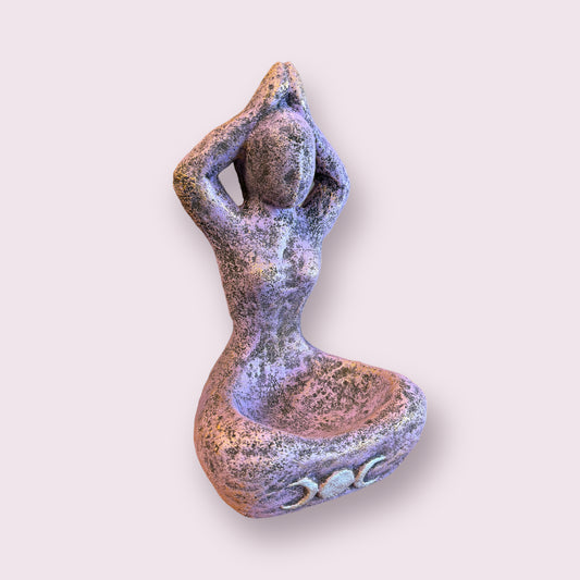 Triple Moon Yoga Goddess Volcanic Stone Statue