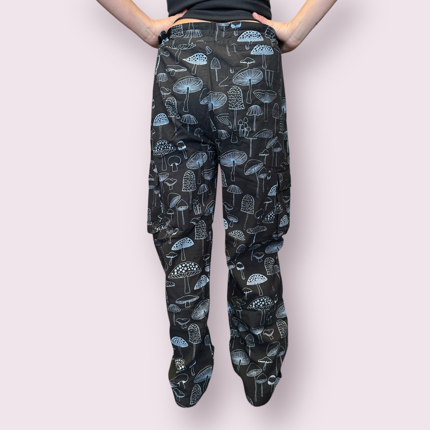 Cotton Mushroom Print Cargo Pants