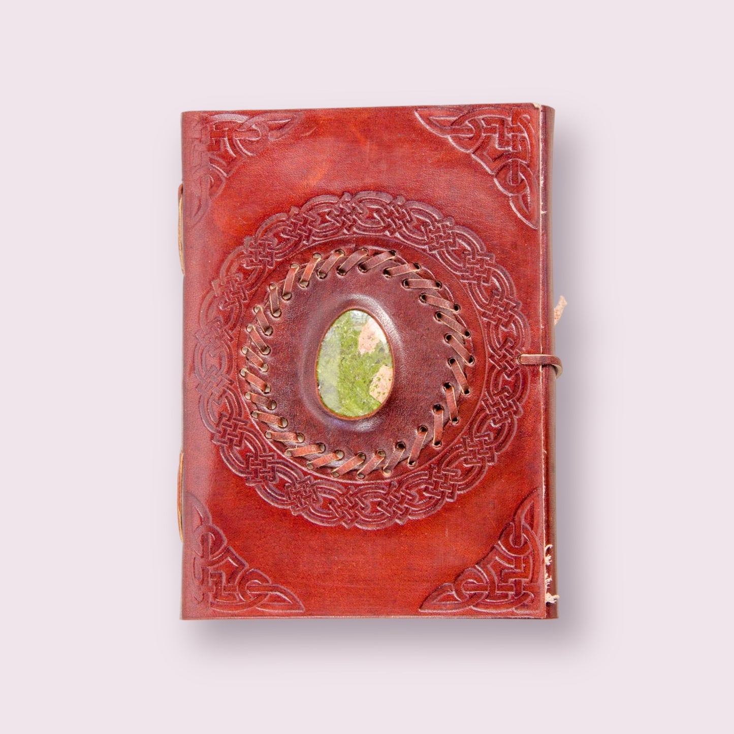 Leather Journal w/stone - Astd Stones