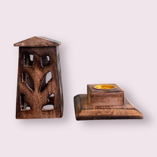 Carved Wood Incense Cone Tower