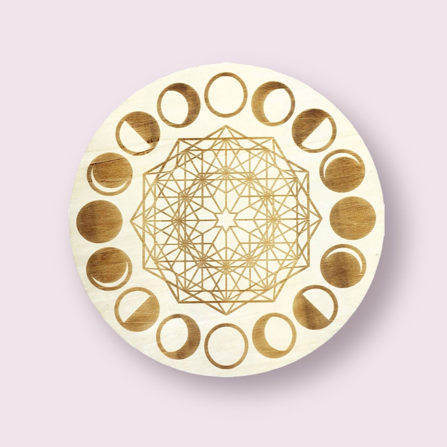 Moon Phases Wood Crystal Grid