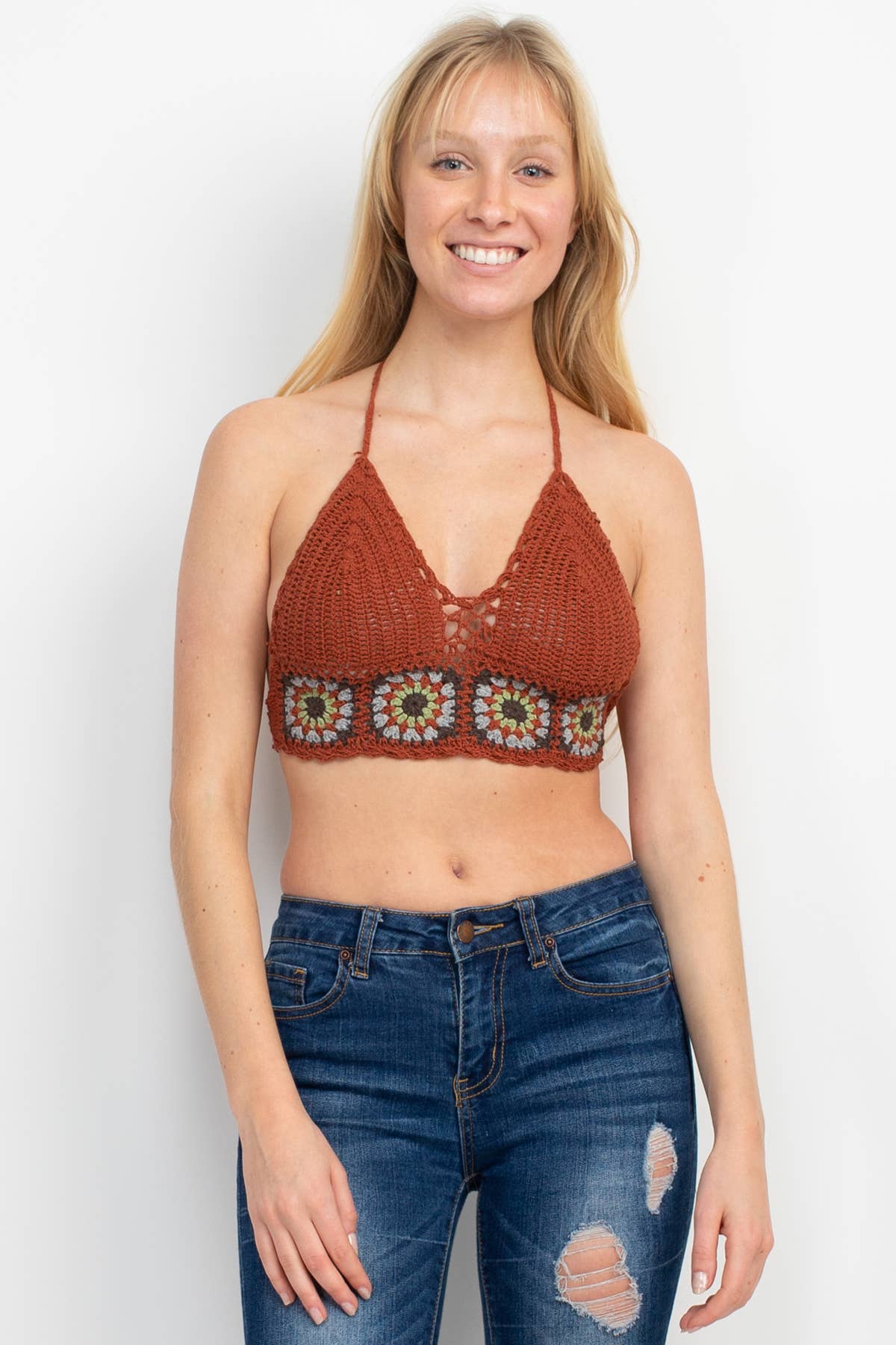 Granny Square Crochet Top: Clay