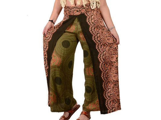 Feeling Groovy Flow Rider Rayon Print Faux Wrap Pants