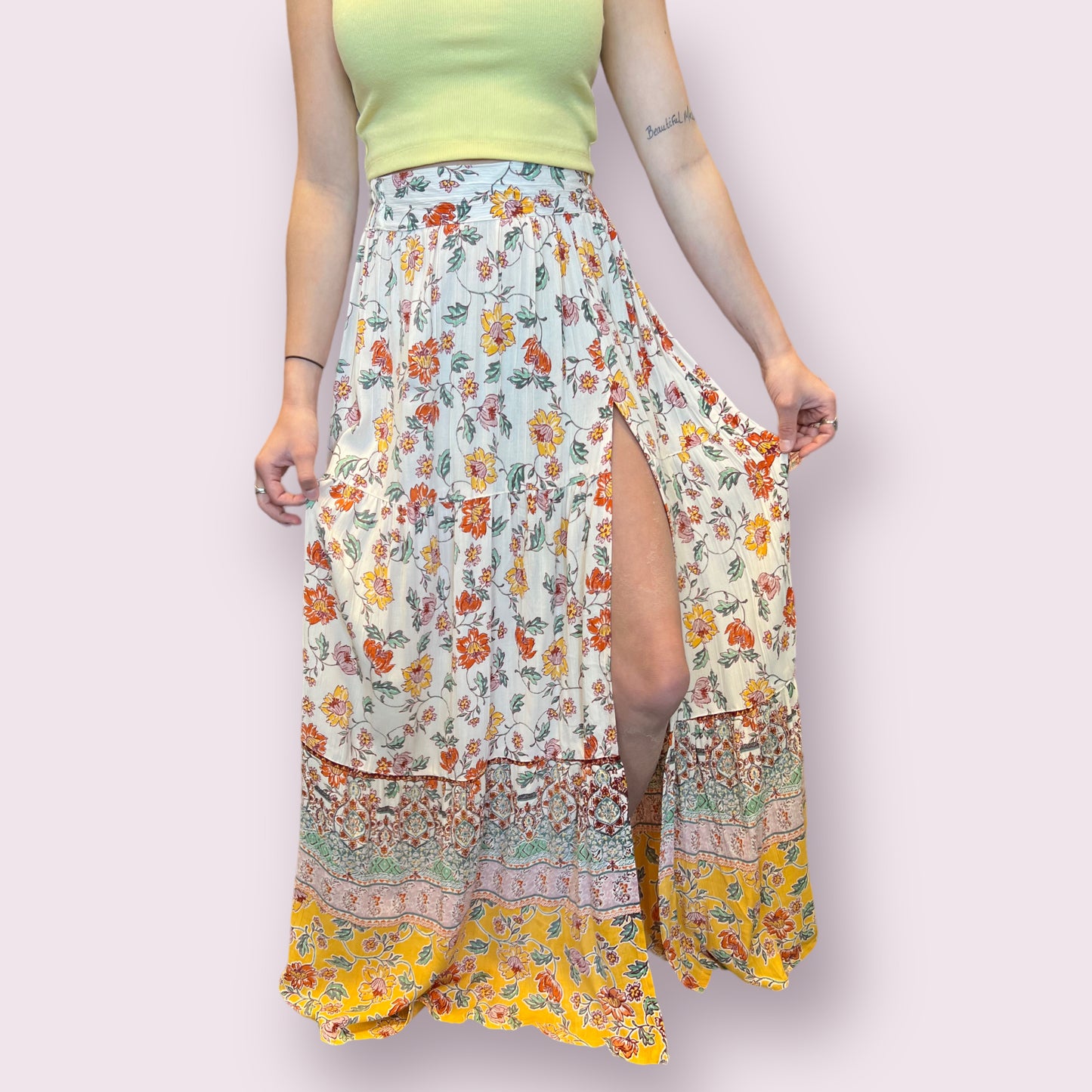 Floral Maxi Skirt with Slit