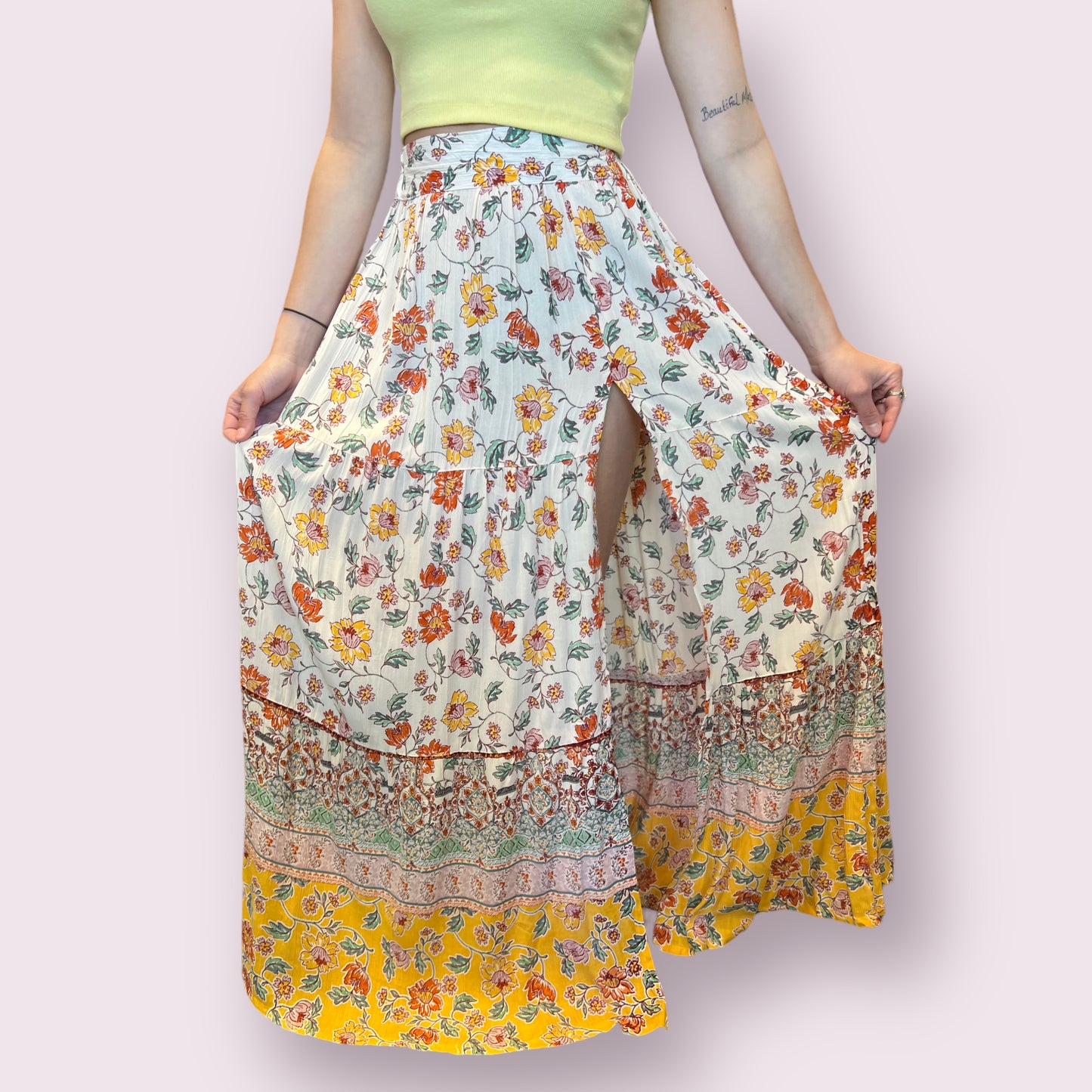 Floral Maxi Skirt with Slit