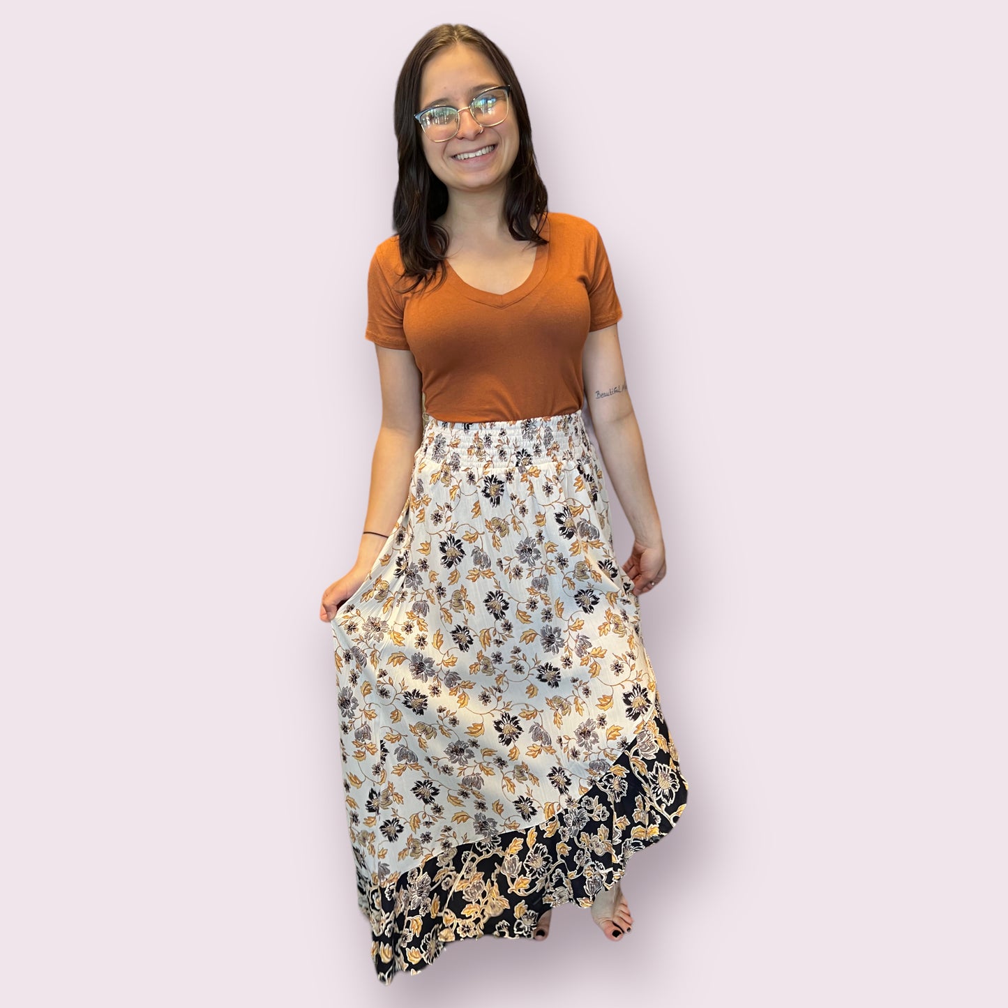 Ruffle Slit Maxi Skirt