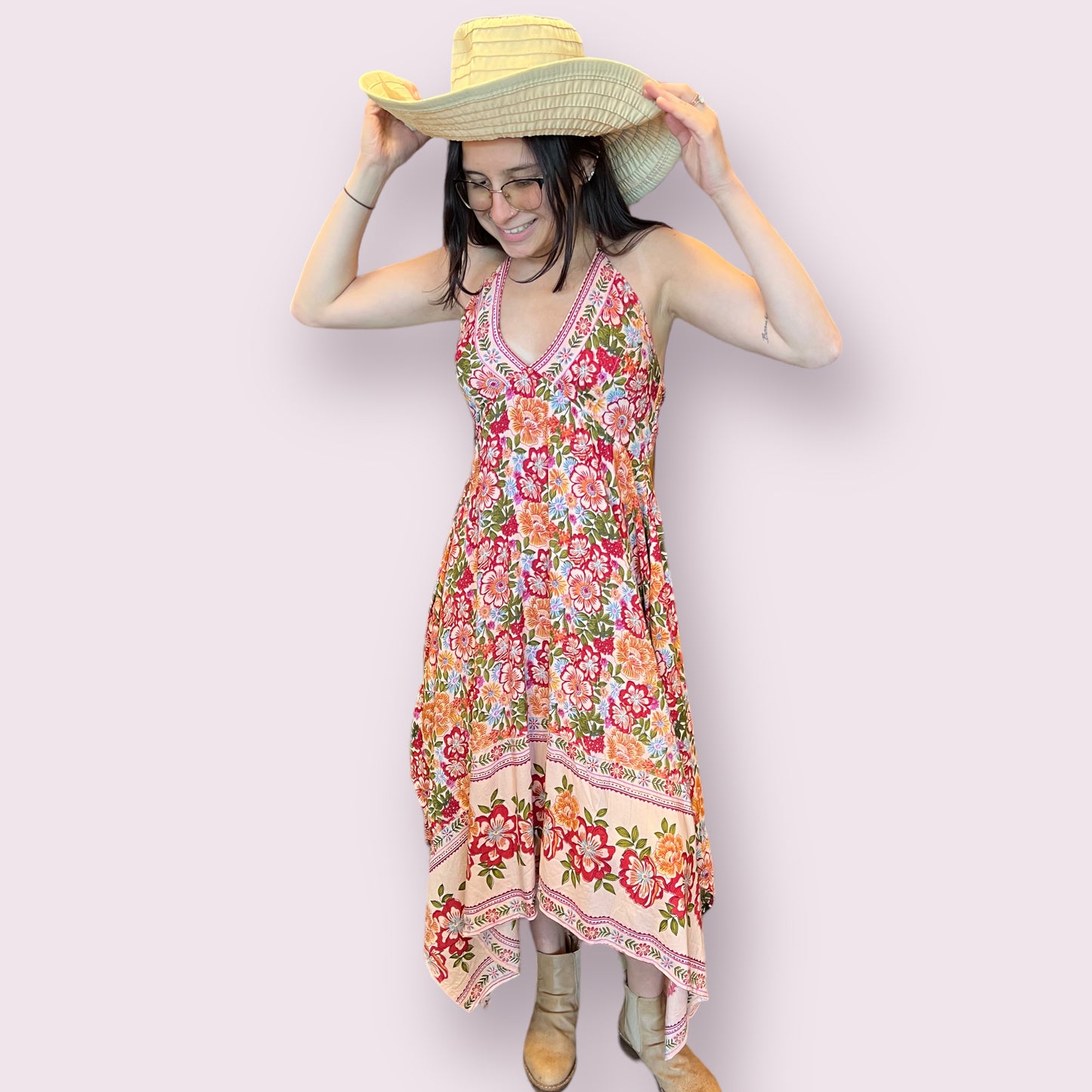 Halter Dress with Hanky Hem